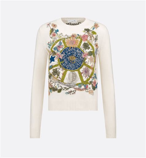 dior tarot sweater|Embroidered Sweater White Cashmere Knit with Multicolor Tarot .